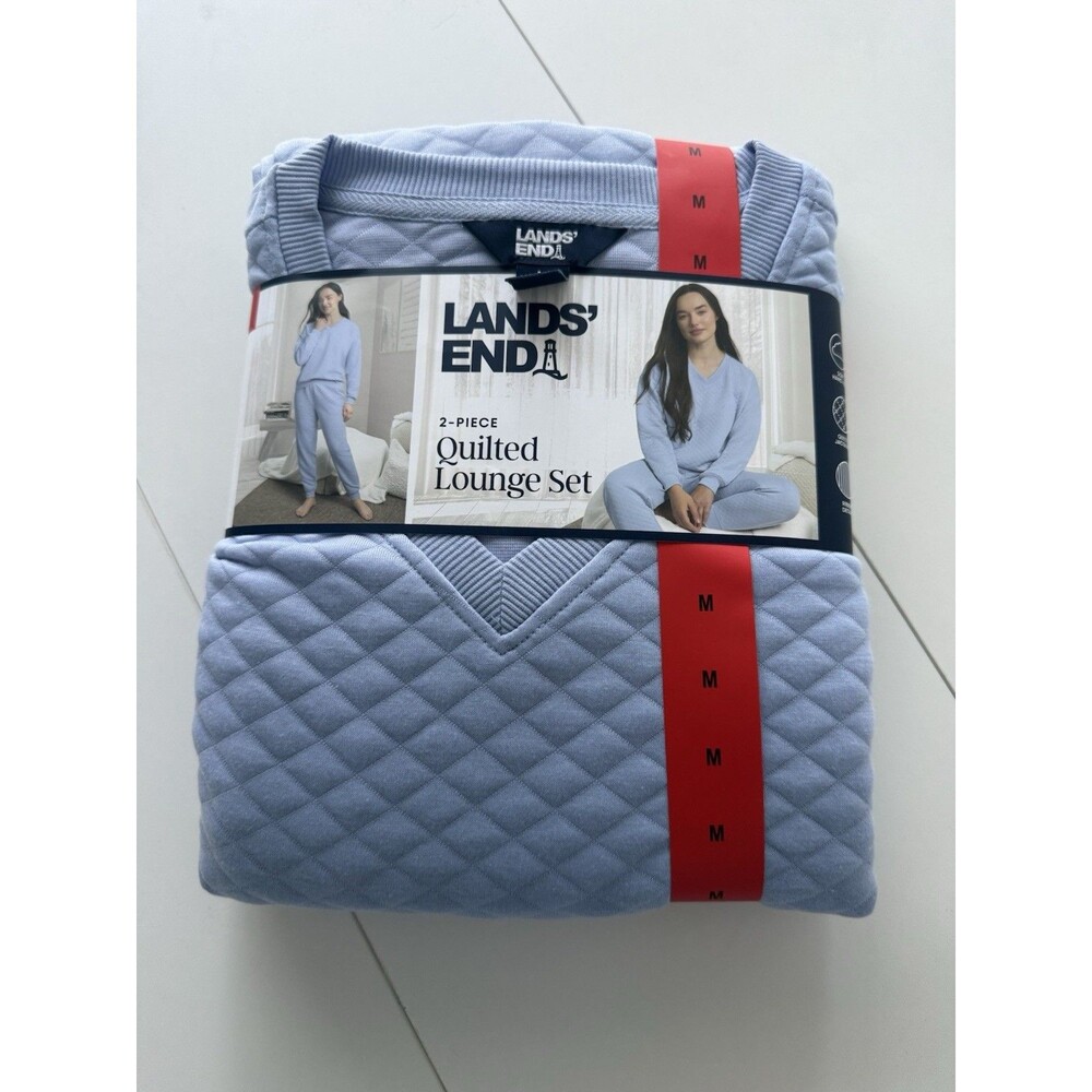 Lands End Women's Quilted Lounge Set Super SOFT Blue M With Tags - Picture 13 of 14